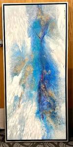 lot 723 image: Abstract Blue Painting on Canvas - Framed, Signed Artwork