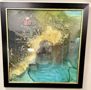 lot 732 image: Framed Abstract Art Print - Black Frame & Gold Trim #1