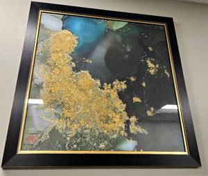 lot 733 image: Framed Abstract Art - Gold Leaf Speckles #2