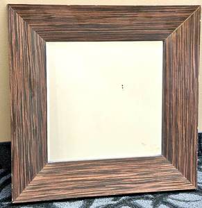 lot 743 image: Wood Frame Mirror - 24 x 24 in - Dark Wood Grain Frame With Beveled Edge
