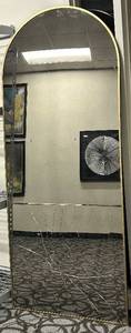 lot 747 image: Arched Floor Mirror - Gold Frame with Cracked Glass