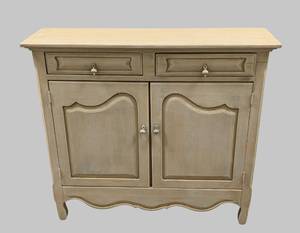 lot 24 image: Cream Wood Console Cabinet - 2 Drawers & 2 Doors - 40.5 W x 11 D x 37 H