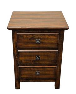 lot 53 image: Wood Side Table & 3-Drawer - 21 W x 18 D x 28 H in - Dark Walnut Finish