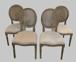 lot 89 image: French Provincial Cane-Back Chairs - Set of 4 - 20W x 24D x 19S x 39B