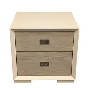 lot 576 image: Williams-Sonoma Side Table - 2-Drawer, White, 20 in W x 17 in D x 19 in H