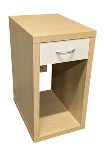 lot 577 image: Wood Side Table with Drawer - 14 x 20 x 27 in - Light Wood