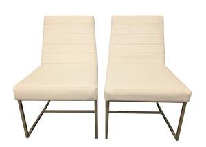 lot 579 image: Hooker Furniture Side Chairs - White Upholstery & Bronze Metal Frame (Pair)