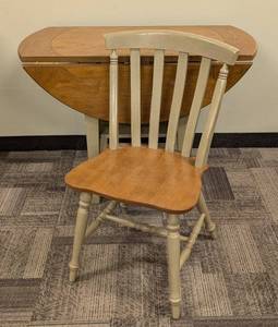 lot 583 image: Drop-Leaf Dining Table & Side Chair, 42 in Dia, 30 in H