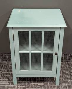 lot 586 image: Blue Glass-Front Display Cabinet 19 in W x 16 in D x 26 in H