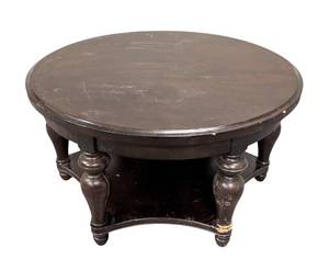 lot 587 image: Round Wood Coffee Table - 38 in Diameter x 20 in High - Dark Finish
