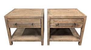 lot 594 image: Classic Concepts Side Tables Pair - 26 x 20 in Top, 24 in High, Distressed Wood