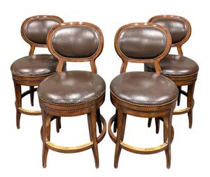lot 595 image: Counter Height Stools - Fabric Upholstery & Wood Frame (Lot of 4) 20W x 24D x 40H