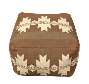 lot 908 image: Surya Southwest Style Fabric Pouf - 24x24x18 - Brown & White Pattern