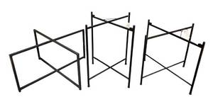 lot 910 image: Merecana Metal Table Bases (3) Cross-Brace X-Frame, 30x15, 21x24, 24x20