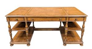 lot 911 image: Stanley Furniture Desk - 68 in W x 32 in D x 31 in H - Wood with Light Scratches