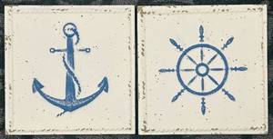 lot 203 image: Metal Nautical Wall Hangings Anchor & Ship Wheel 12x12 (Lot of 2)