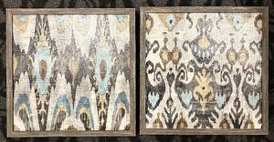 lot 206 image: Framed Textile Wall Art - Pair, 14 x 14 in