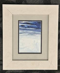 lot 213 image: Framed Seascape Art Print - Blue Ocean Landscape 11 x 13 in