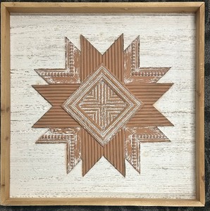 lot 227 image: Wood-Framed Geometric Starburst Wall Art - Diamond Center, 23 x 24 in