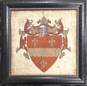 lot 232 image: Framed Coat of Arms Wall Art & Crest 23 x 23 in - Ornate Black Frame