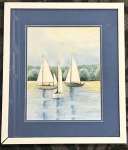 lot 236 image: Framed Sailboat Print - 17 x 21 In
