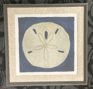 lot 244 image: Framed Sand Dollar Wall Art - 23 x 23 in - Gray Frame, Beige Mat