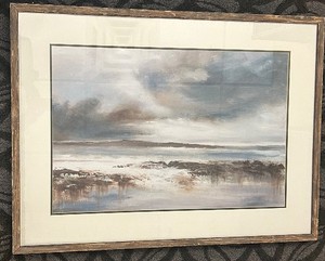 lot 247 image: Framed Seascape Painting & Ocean Scene - 29 x 39 in