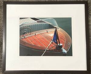 lot 281 image: Framed Boat Deck Artwork - 21 x 26 in