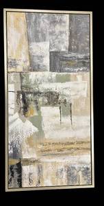 lot 294 image: Abstract Painting - Framed Geometric Composition, Neutral Palette, 25 x 52 in
