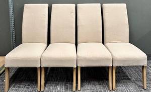lot 560 image: Forty West Dining Chairs - Beige Upholstered Wood-Leg Set (4-Piece) #2
