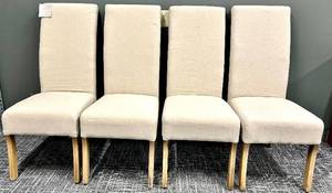 lot 561 image: Forty West Dining Chairs - Beige Upholstered Wood-Leg Set (4-Piece) #3