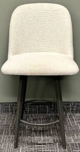 lot 571 image: Bar Stool Counter Height Boucl Upholstered Seat & Back - Light Gray, Black Frame