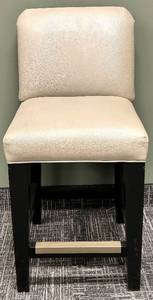 lot 572 image: Beige Upholstered Bar Stool with Black Wood Legs