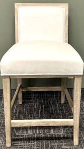 lot 573 image: Traditions Upholstered Chair - Light-Wood Frame & Beige Fabric
