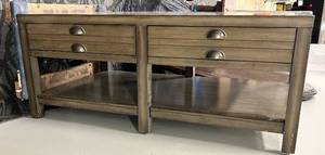 lot 942 image: Stein World Console Cabinet & Credenza - 4 Drawers & Open Shelves