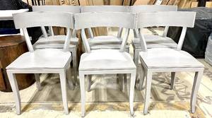 lot 946 image: Six Light Gray Painted Dining Chairs - Curved Back Design