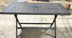 lot 952 image: Safavieh Outdoor Wicker Table - 55 in L x 31 in W x 29 in H