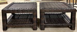 lot 953 image: Safavieh Woven Rattan End Tables - Pair (Lot of 2)