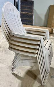 lot 954 image: White Plastic Stack Chairs - Stackable Patio Chairs - 5
