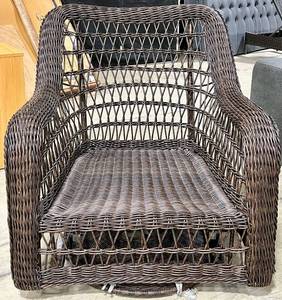 lot 958 image: Alfresco Home Wicker Outdoor Armchair - Dark Brown Rattan