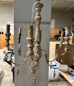 lot 1017 image: Antique 5-Light Chandelier with Distressed Patina - 31
