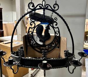 lot 1018 image: Rooster Medallion Chandelier -42 in W x 30 in H x 28 in D