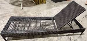 lot 1031 image: Safavieh Wicker Patio Chaise Lounge with Lift-Top Storage Box - Rattan Outdoor Furniture