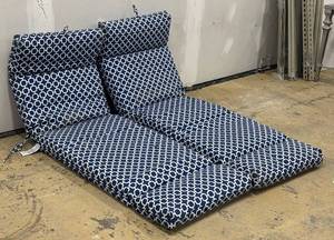 lot 980 image: Two Patio Cushions Navy with Geometric Pattern