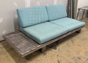 lot 982 image: Summer Classics Teak Wood Patio Sofa with Pallet-Style Base