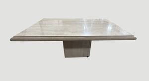 lot 990 image: Stone & Marble Pedestal Table 40 in L x 30 in W x 70 in H