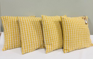 lot 353 image: Yellow & White Checkered Throw Pillows 18 in x 18 in (Lot of 4)