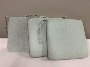 lot 361 image: Light Aqua Outdoor Seat Cushions 16x16 in (Lot of 3)