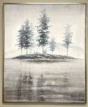 Framed Landscape Painting - Island Trees on Water 61" x 52"