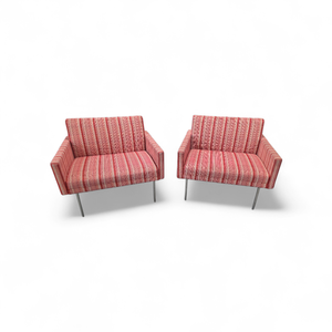 lot 7 image: Herman Miller Geiger Tuxedo Chairs that retail new for $4600 each